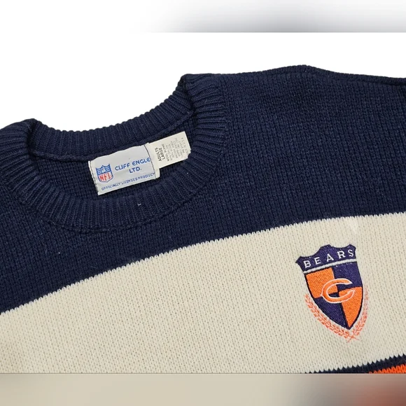Vtg 80's Chicago Bears Cliff Engle Wool Knit Sweater NFL Large Mike Ditka Payton - Picture 4 of 8